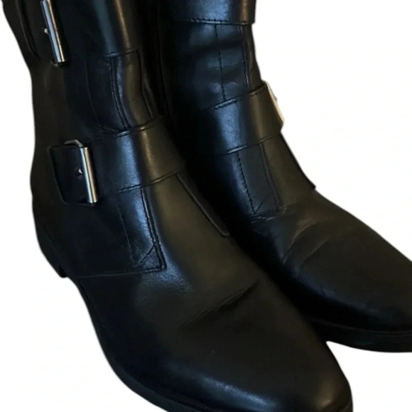 Emanuele Crasto Italian Made Leather Black Buckle Combat Moto Boots Size 8 - Picture 8 of 10